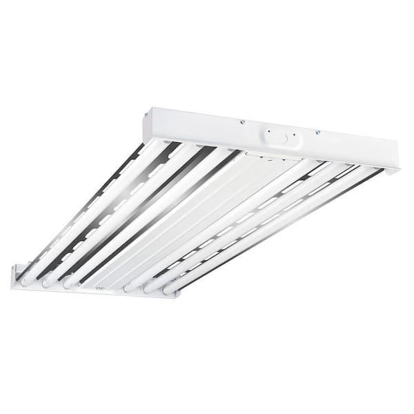 4 ft. 6-Lamp White Industrial Grade T8-Fluorescent High Bay Light Fixture  with Wide Spectrum Reflector