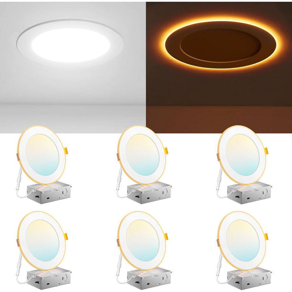 6 Pack 6 Inch Ultra Thin Canless LED Recessed Lighting, 5CCT Dimmable Wafer Light with Night Light and Junction Box price history on PriceWatchPro