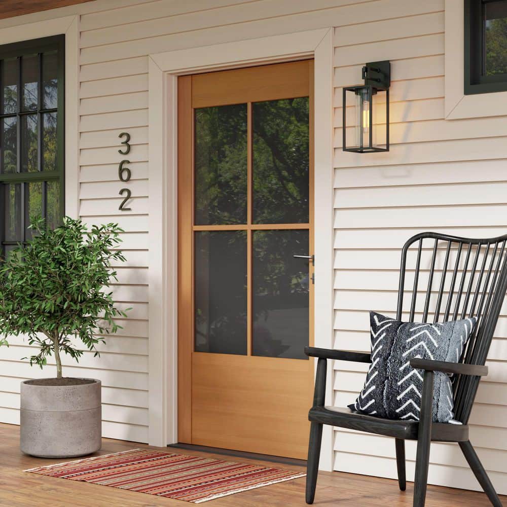 Sedona Classic Black Iron Outdoor Wall Sconce with Glass Shade