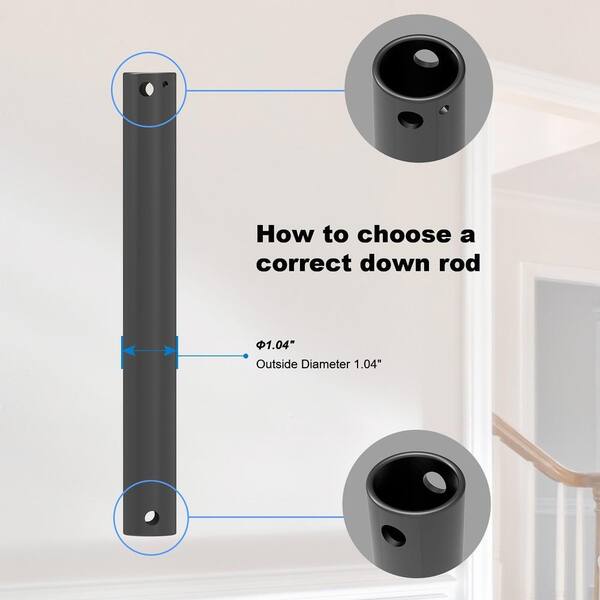 thumbnail image 2 of Tofficu Ceiling Fan Downrod Extension Rod Metal Rod For Decor 2 of 13