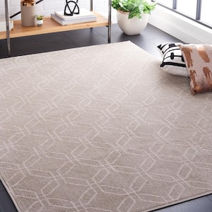 Pattern and Solid Beige 5 ft. x 8 ft. Abstract Geometric Area Rug