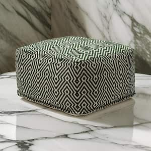 Black and White Cotton Square Accent Ottoman Medium