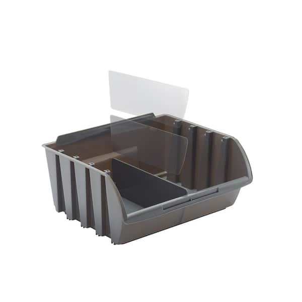 8 lbs. Large Storage Bin with Wall Mount Rails in Dark Gray (4-Pack)