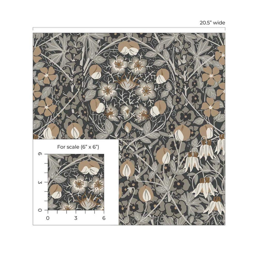 Wrought Iron and Chamois Floral Peel and Stick Wallpaper