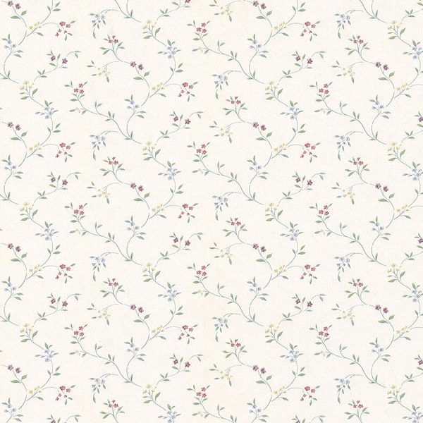 Dacre White Floral Paper Peelable Roll (Covers 56.4 sq. ft.) 2900-42554 -  The Home Depot