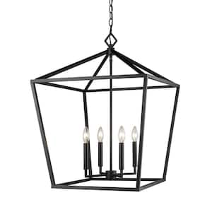 3254-MB 4-Light 20 in. Wide Taper Candle Matte Black Pendant