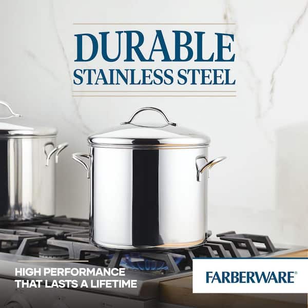 Farberware Enamel-on-Steel Large Covered Stockpot, 16-Quart, Aqua