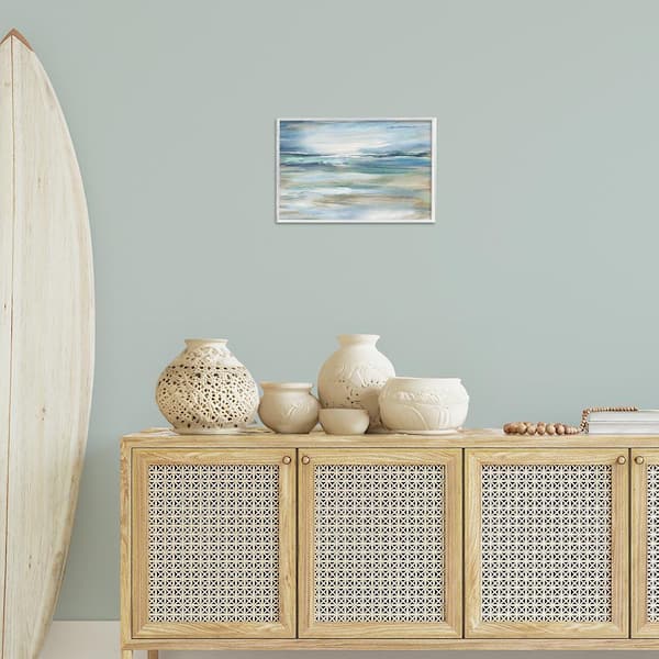Gradient Ocean Waves by Carol Robinson White Framed Abstract Giclee Art Print 12 in. x 18 in.