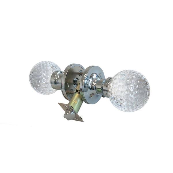 Krystal Touch of NY Golf Ball Crystal Chrome Privacy Bed/Bath Door Knob with LED Mixing Lighting Touch Activated