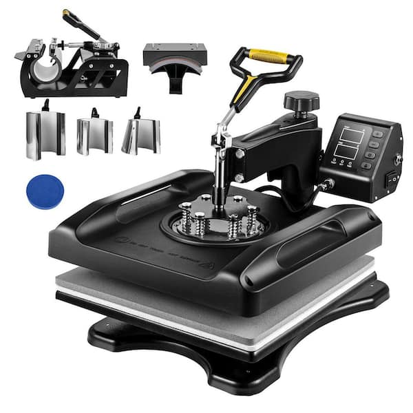 SKYSHALO Heat Press Machine, 15 in. x 15 in. 8 in. 1 Heat Press, 800W Sublimation Machine, 360° Rotation Swing-Away Heat (Black)