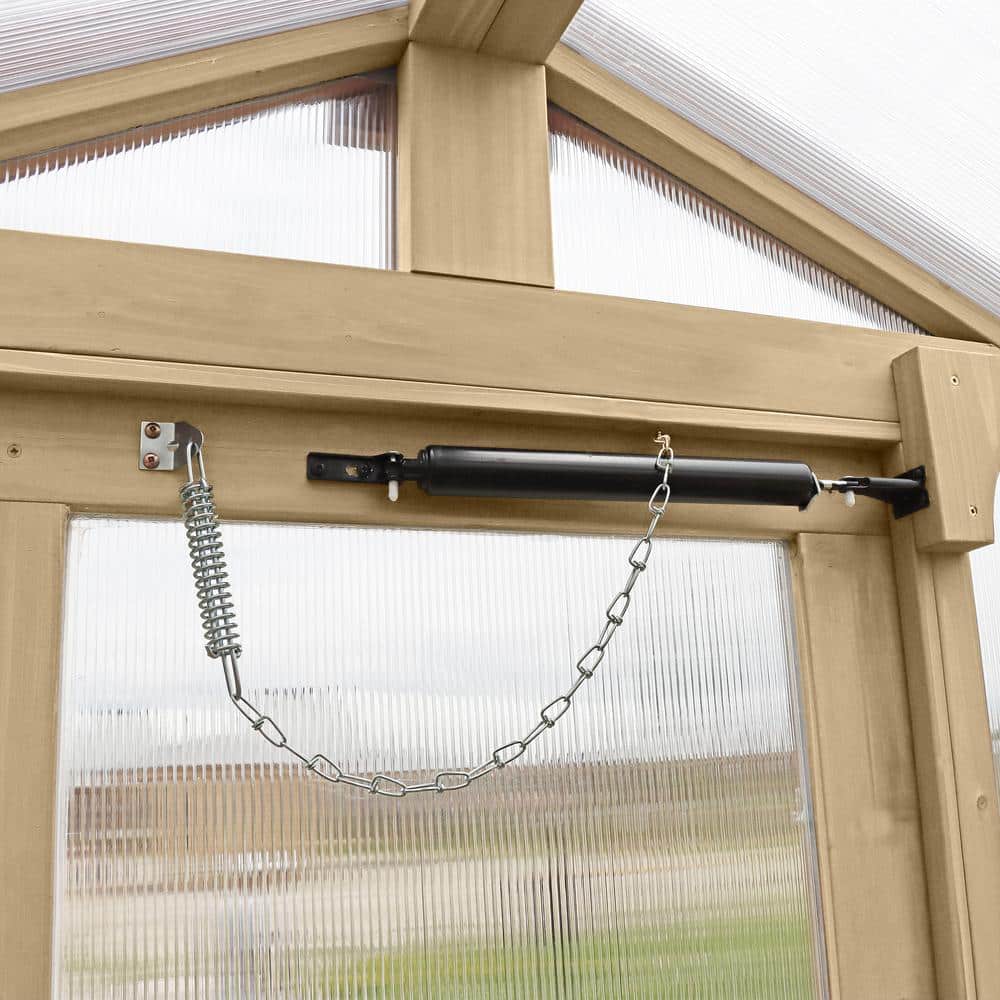 Meridian 6.7' x 7.8' Beige Cedar Walk-In Greenhouse