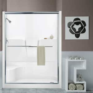 Remodeline 60 in. x 34 in. x 76 in. 4-Piece Shower Stall with Left Drain and Shower Bench in White