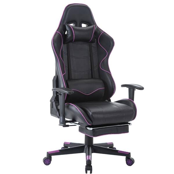 HOMEFUN Purple Gaming Chair Reclining Swivel Racing Office Computer Chair with Footres and Lumbar Support