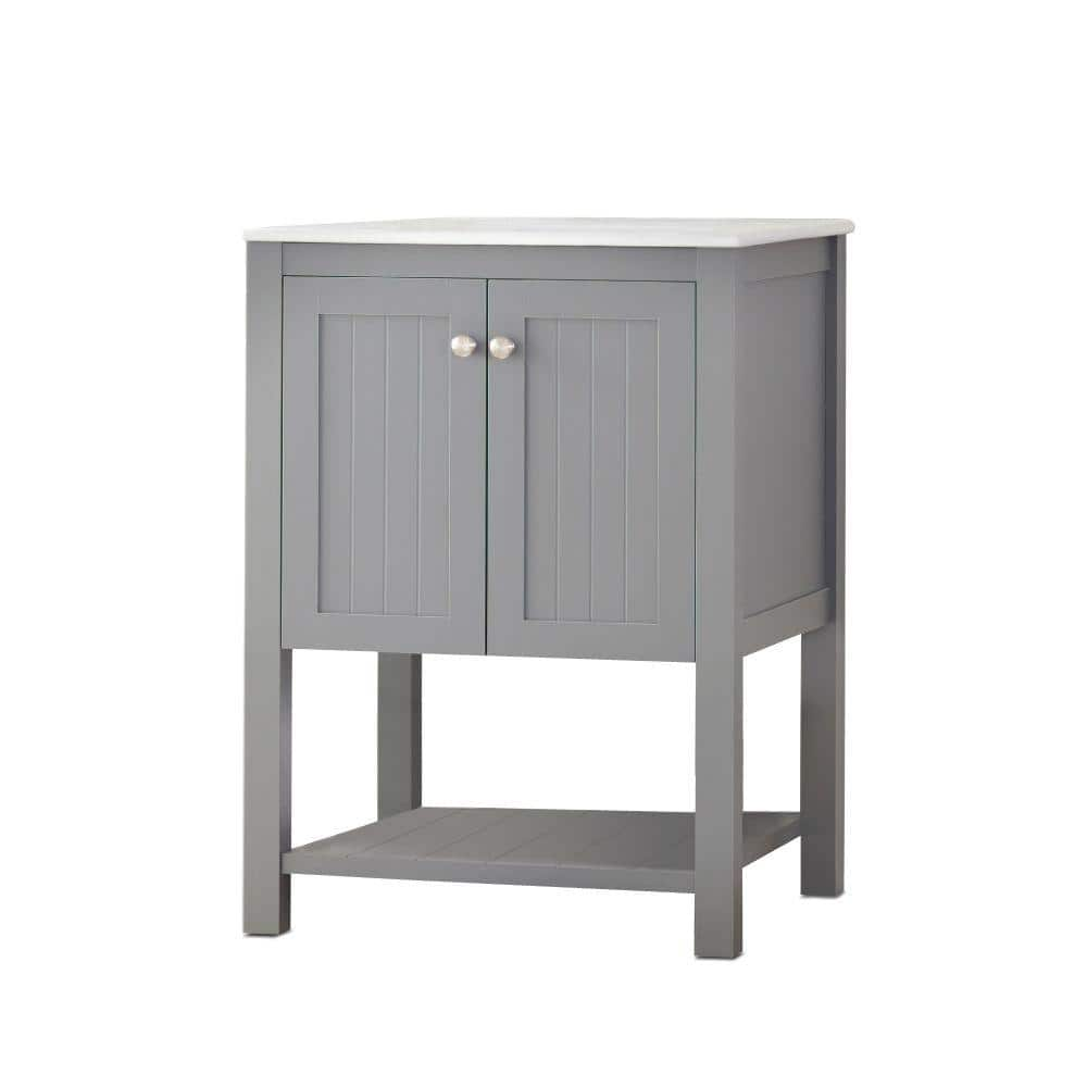 Home Decorators Collection Cranbury 245 In W X 22 In D X 3425 In H Vanity In Cool Gray With Ceramic Vanity Top In White With White Sink D10024 12w The Home Depot