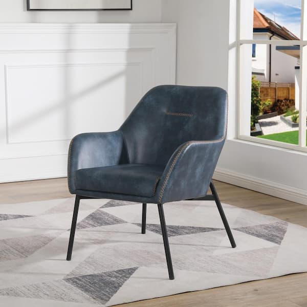 OSP Home Furnishings Brooks Accent Chair in Navy Faux Leather with