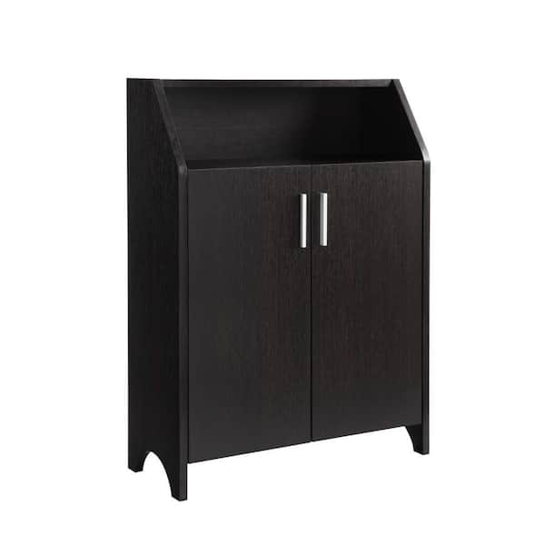 45 in. H x 13 in. W Red Cocoa Brown Wood Shoe Storage Cabinet 2-Door and Open Top Shelf