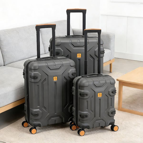 HIKOLAYAE 3 Piece Dark Grey ABS Unbreakable Hardside Spinner