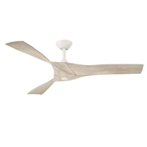 52in. Indoor/Outdoor White Ceiling Fan with Natural & Warm White Blades