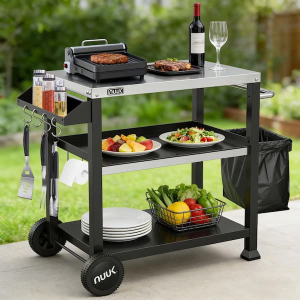 NUUK 32 in. Pizza Oven Grill Cart, Stainless Steel Prep Table with