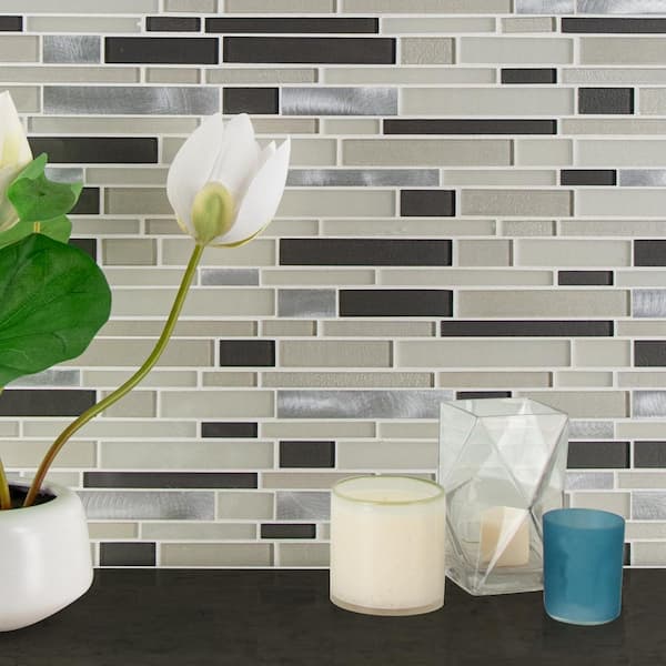 Urbanka Interlocking 12 in. x 13 in. x 0.24 in. Glass/Metal Mesh-Mounted Mosaic Wall Tile (15 sq. ft./Case)