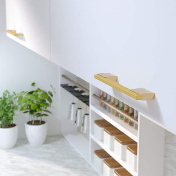 Bloomsbury Collection 7-9/16 in. (192 mm) Modern Metallic Gold and Brushed Gold Rectangular Cabinet Bar Pull