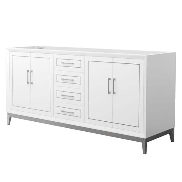 Wyndham Collection Marlena 71.75 in. W x 21.75 in. D x 34.5 in. H Double Bath Vanity Cabinet without Top in White