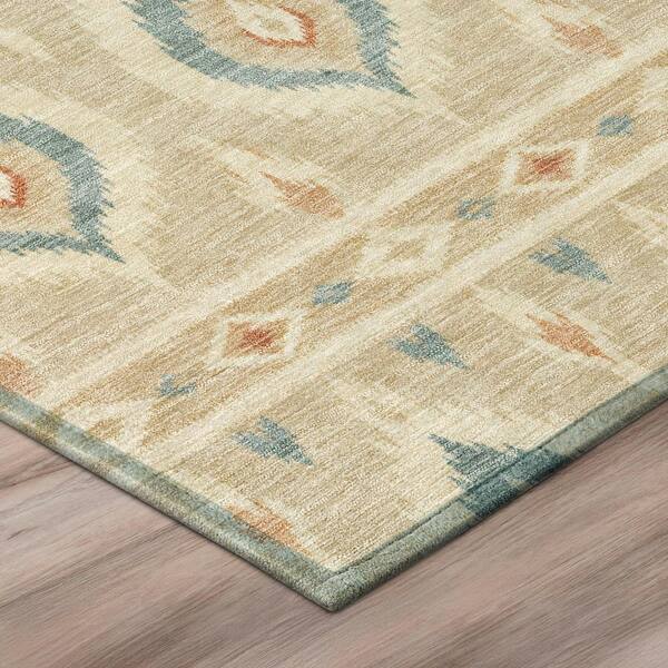 Chantille Machine Washable Indoor/Outdoor Abstract ACN3070 Linen 8 ft. x 8 ft. Round Rug
