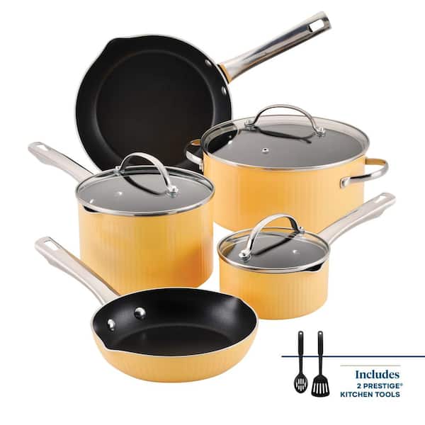 Farberware Style 10-Piece Aluminum Nonstick Cookware Set with Lids in  Yellow 13548 - The Home Depot