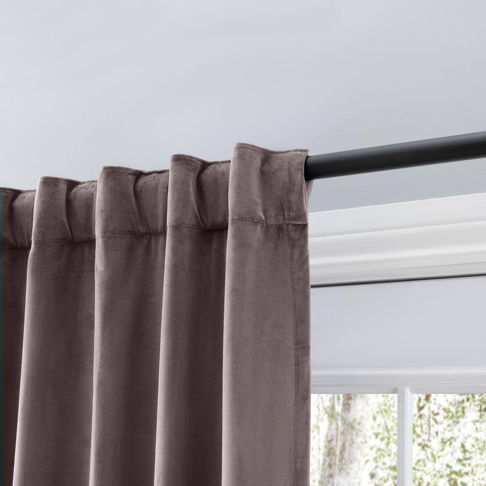 Mauve Velvet Blackout Pleated Window Panel with Rod Pocket