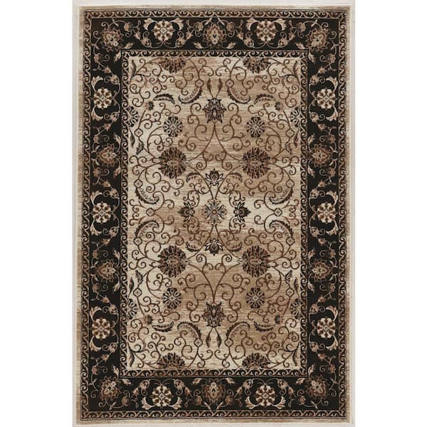 Linon Home Decor Crop Isfahan Ivory and Blue 5 ft. x 7.6 ft. Area Rug