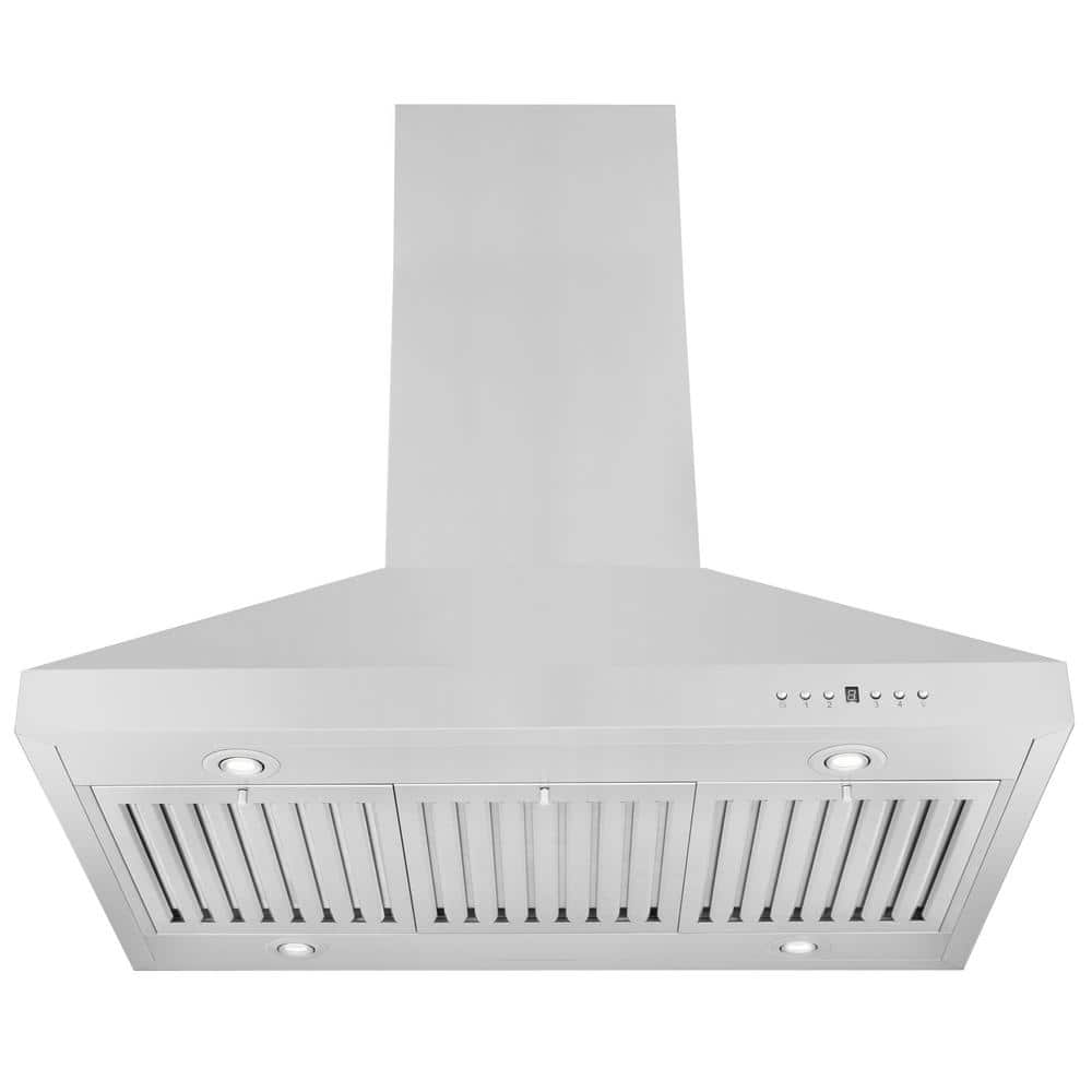 36'' Convertible Stainless Steel Island Range Hood with Charcoal Filter