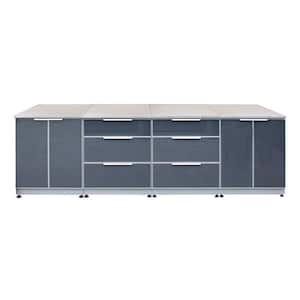Aluminum Slate Gray 4-Piece 120 in. W x 37.25 in. H x 25.25 in. D Outdoor Kitchen Cabinet Set with 26 in. Countertops