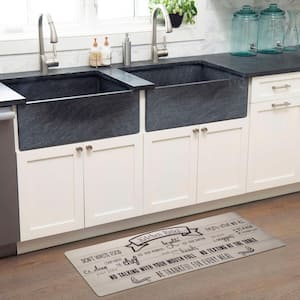 Cozy Living Kitchen Rules Beige 17.5 in. x 55 in. Anti Fatigue Kitchen Mat