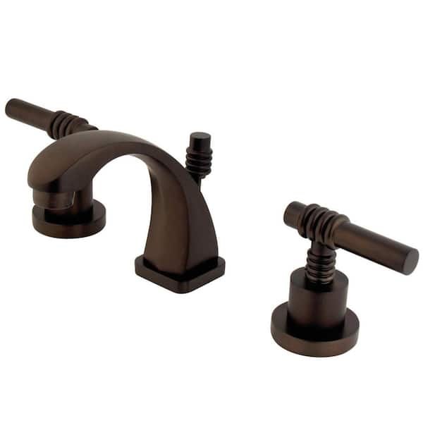 Kingston Brass Claremont 2-Handle 8 in. Widespread Bathroom Faucets with Brass Pop-Up in Oil Rubbed Bronze