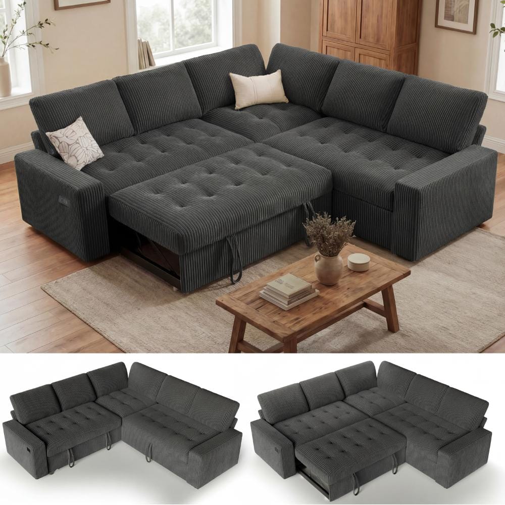5-Seat L-Shaped Pull Out Sofa Bed Sectional Sleeper Sofa with Reclining Backrest & Storage,Tool-Free Assembly price history on PriceWatchPro