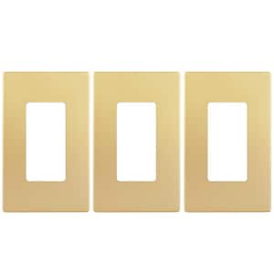 Elite Series 1-Gang 4.68 in. H x 2.93 in. L, Screwless Decorator Wall Plate in Gold (3-Pack)