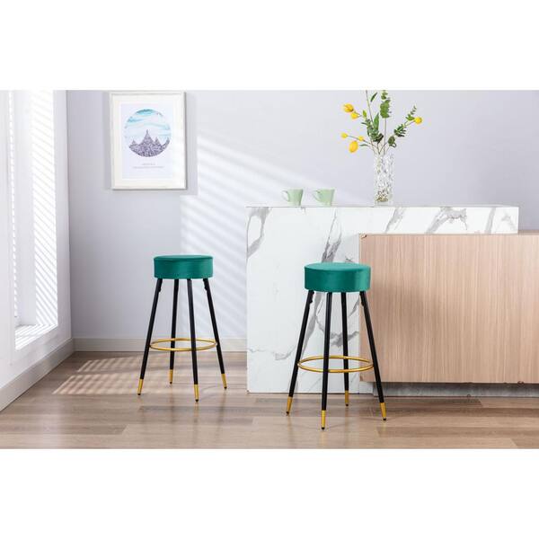 GOJANE 30.31 in. Black Backless Metal Counter Height Bar Stools