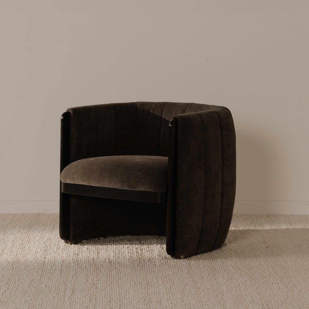 Dark Gray Polyester Upholstered Armchair with Wood Frame