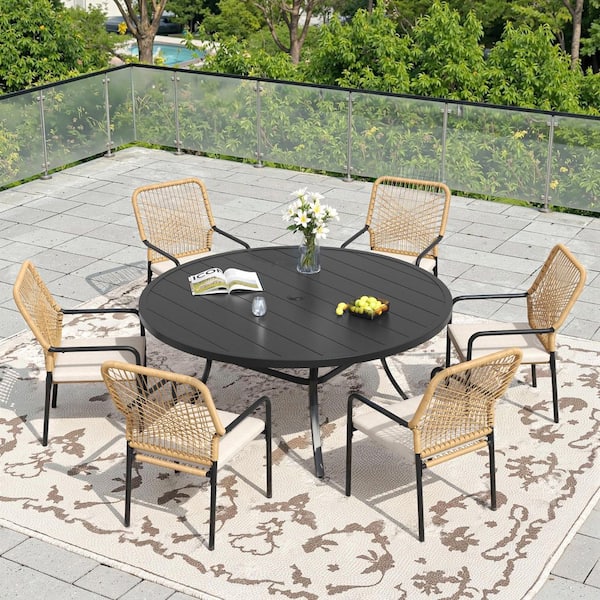 canadian tire patio table umbrellas 10Ft Umbrella, Outdoor Umbrella With Push Button Tilt And Crank, Uv Protection Waterproof Market Sun Umbrella With 8 Sturdy Ribs For making it a practical choice for gatherings large or small Ashley Cliff Trails Outdoor Dining