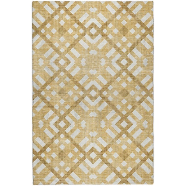 Dream Shag Premium Machine Washable Abstract ADS616 Gold 10 ft. x 14 ft. Area Rug