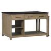 Ziyudura Natural Wood 99 in. Extendable Kitchen Island with Built-in Power Outlets, 3-Drawers, Open Shelves, and Locking Casters BATH-3AAP-T