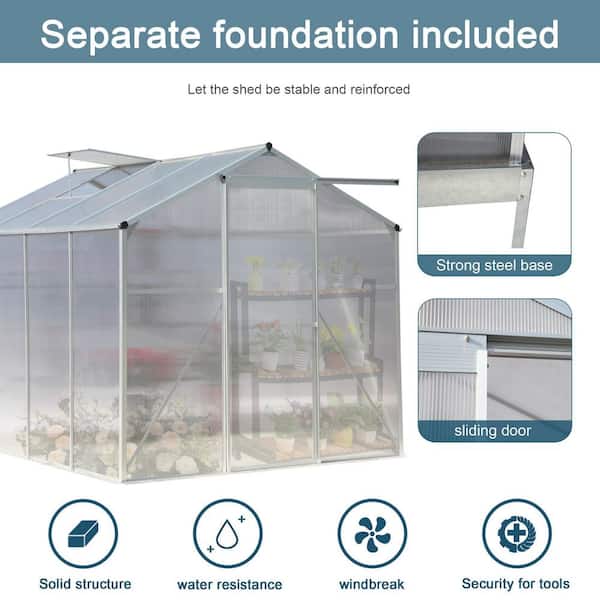 Tatayosi 99.8 in. L x 74.8 in. W x 78.74 in. H Greenhouse with sliding door and ventilation windows
