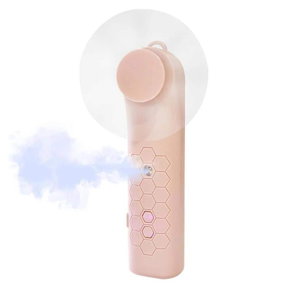Portable 500 mAh USB Rechargeable 2 in. 2 Fan Speeds Personal Misting Fan in Pink with High-Density Soft Rubber Blade price history on PriceWatchPro
