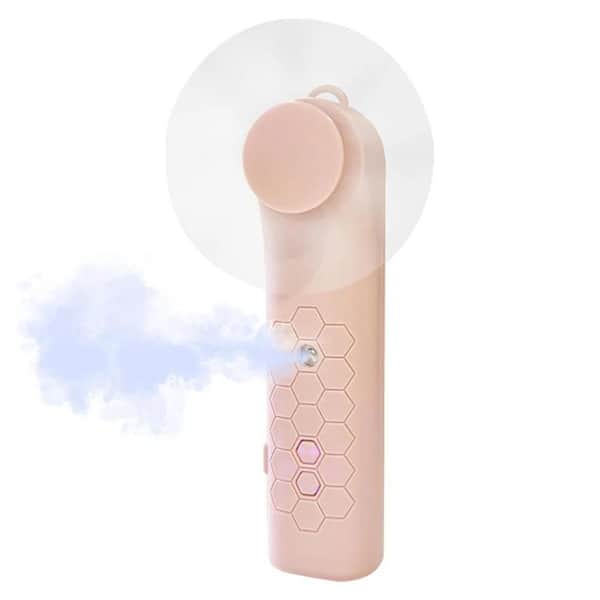 Portable 500 mAh USB Rechargeable 2 in. 2 Fan Speeds Personal Misting Fan in Pink with High-Density Soft Rubber Blade