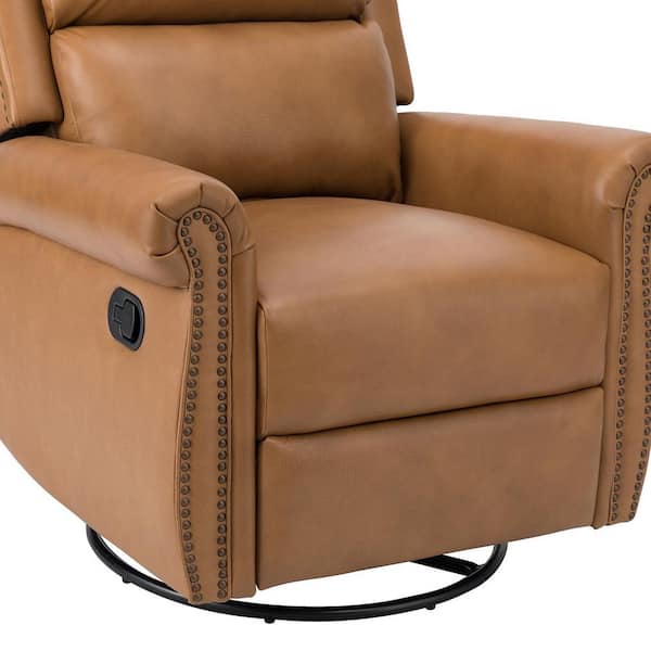 JAYDEN CREATION Joseph Genuine BEIGE Leather Swivel Manual