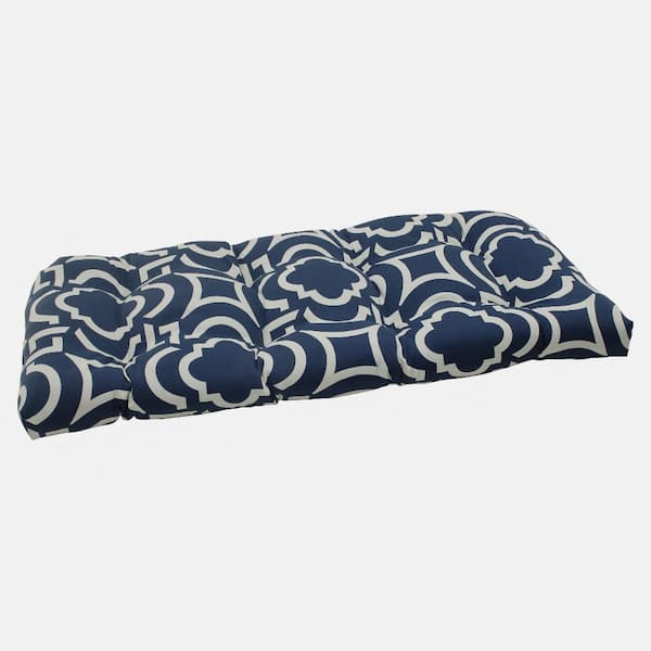 Pillow Perfect Novelty Rectangular Outdoor Bench Cushion in Blue