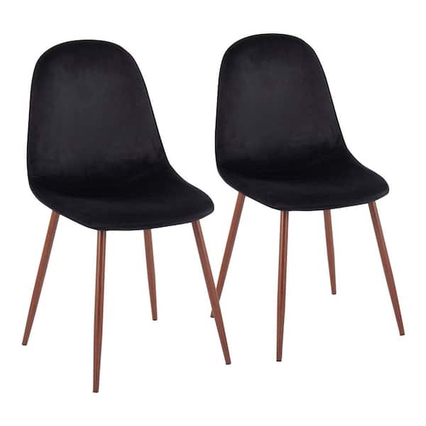 Lumisource Pebble Black Velvet and Walnut Metal Dining Chair (Set of 2)