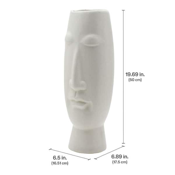 Mikasa 20 in. Matte Eggshell Ceramic Face Vase 5272114 - The