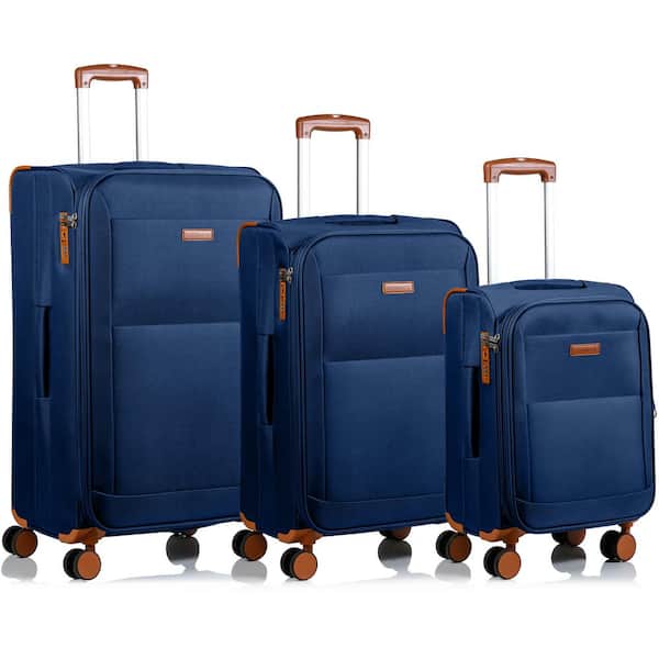 CHAMPS Classic 28 in.,24 in., 20 in. Navy Softside Luggage Set with ...