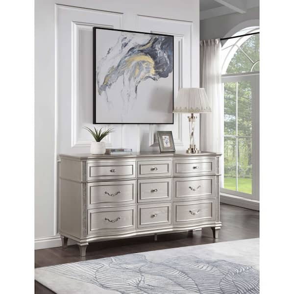 Coaster Evangeline Silver Oak 9 Drawer 71 in. Wide Chest of Drawers